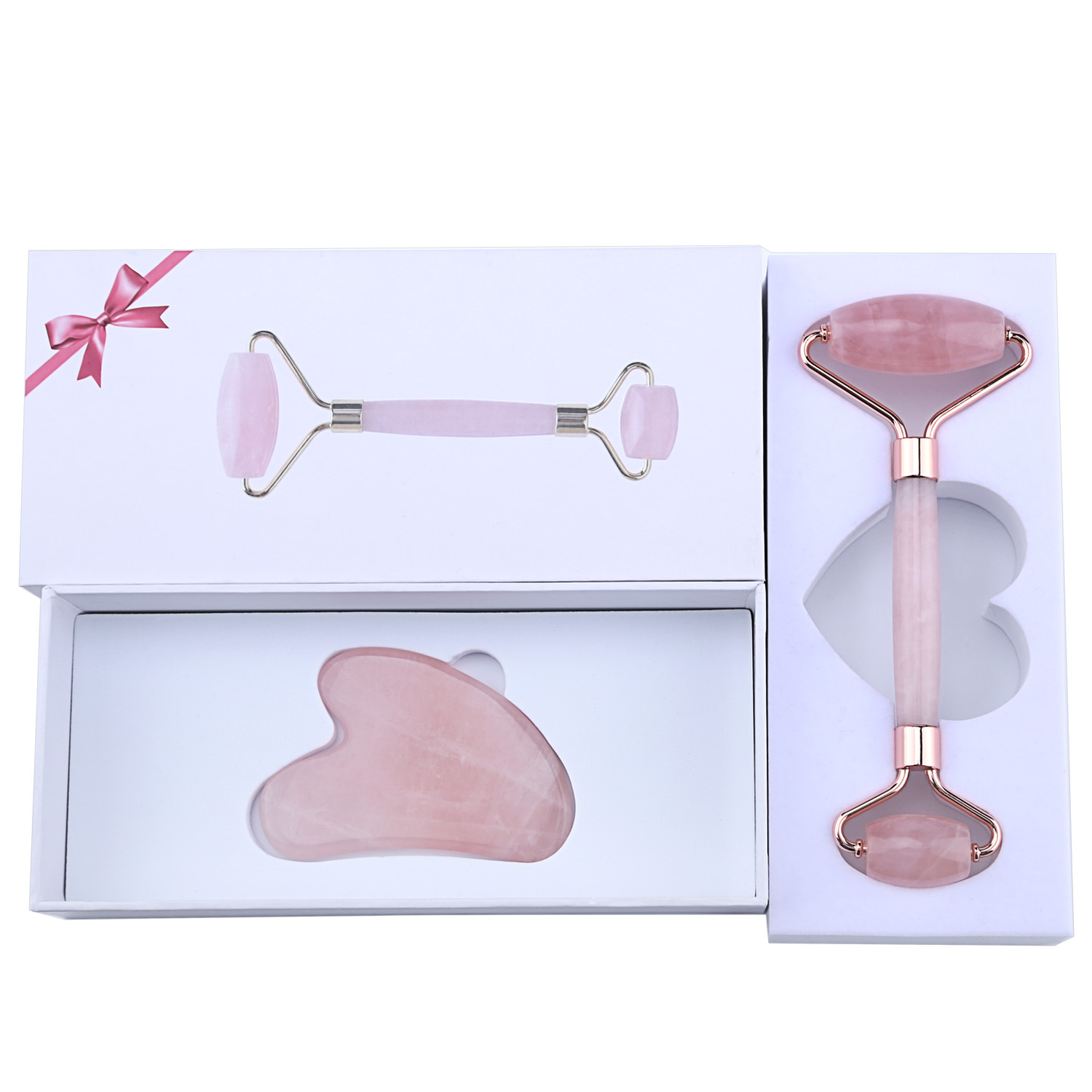 2019 New Rose Quartz Facial Jade Roller&Guasha Set