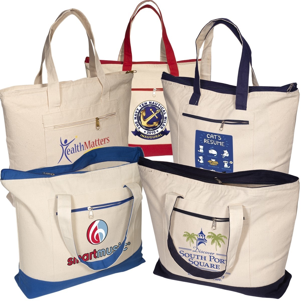 2019 Quick Seller Zippered Cotton Boat Tote