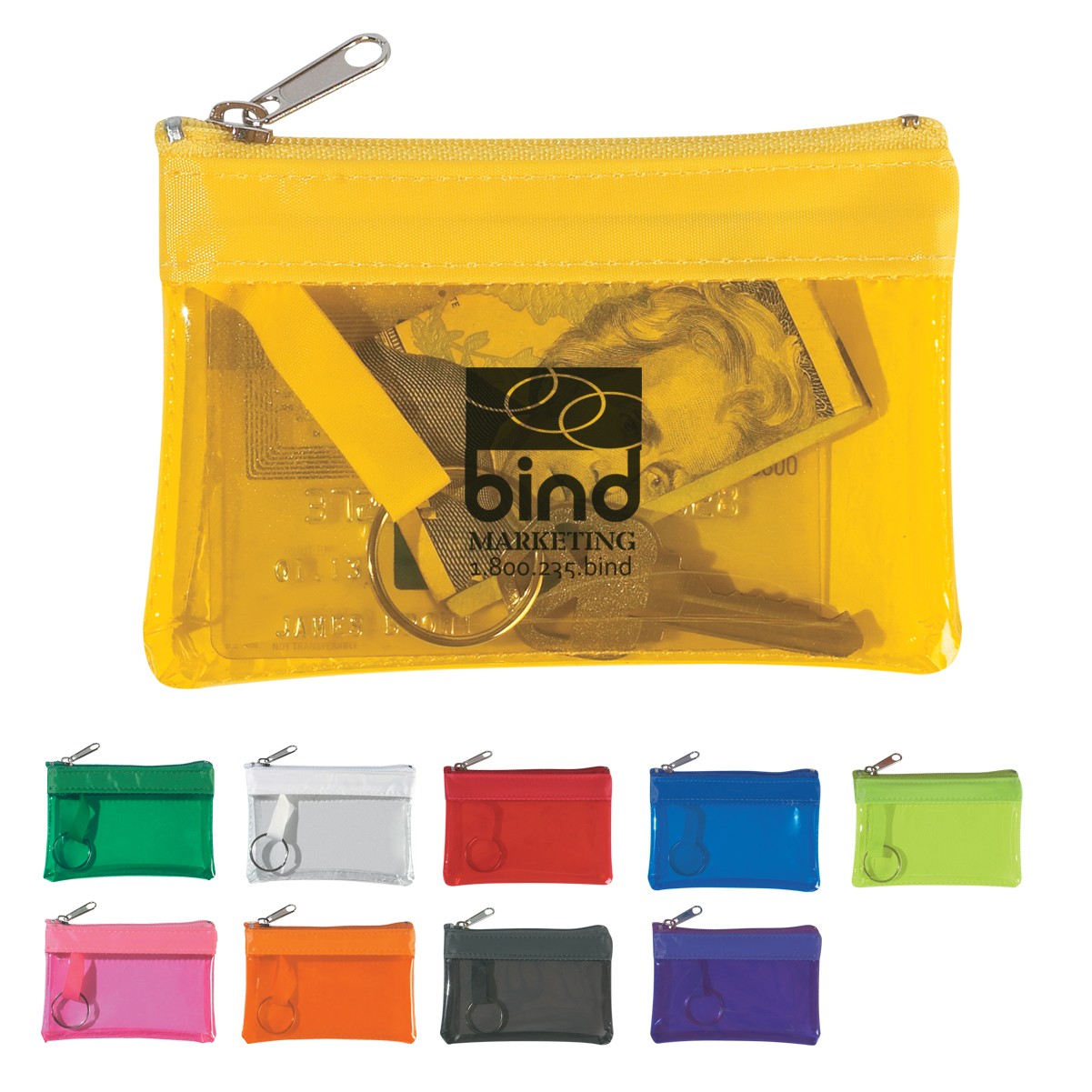 Translucent Zippered Coin Pouch