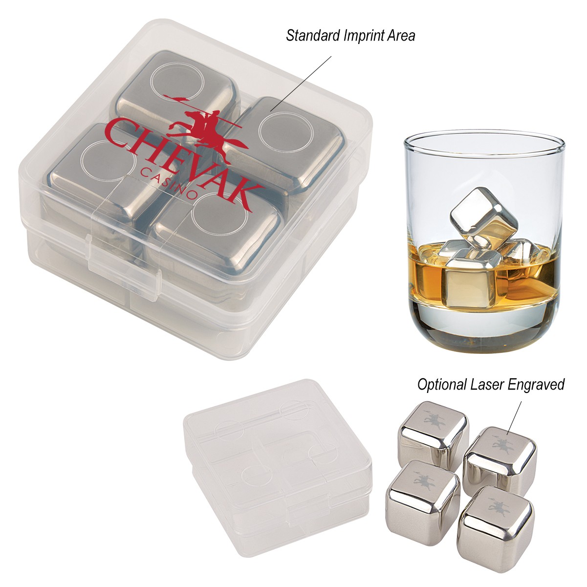 4 Pack Stainless Steel Ice Cubes