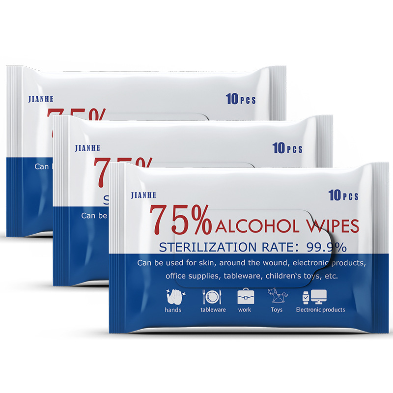 10PCS 75% ALCOHOL WIPES