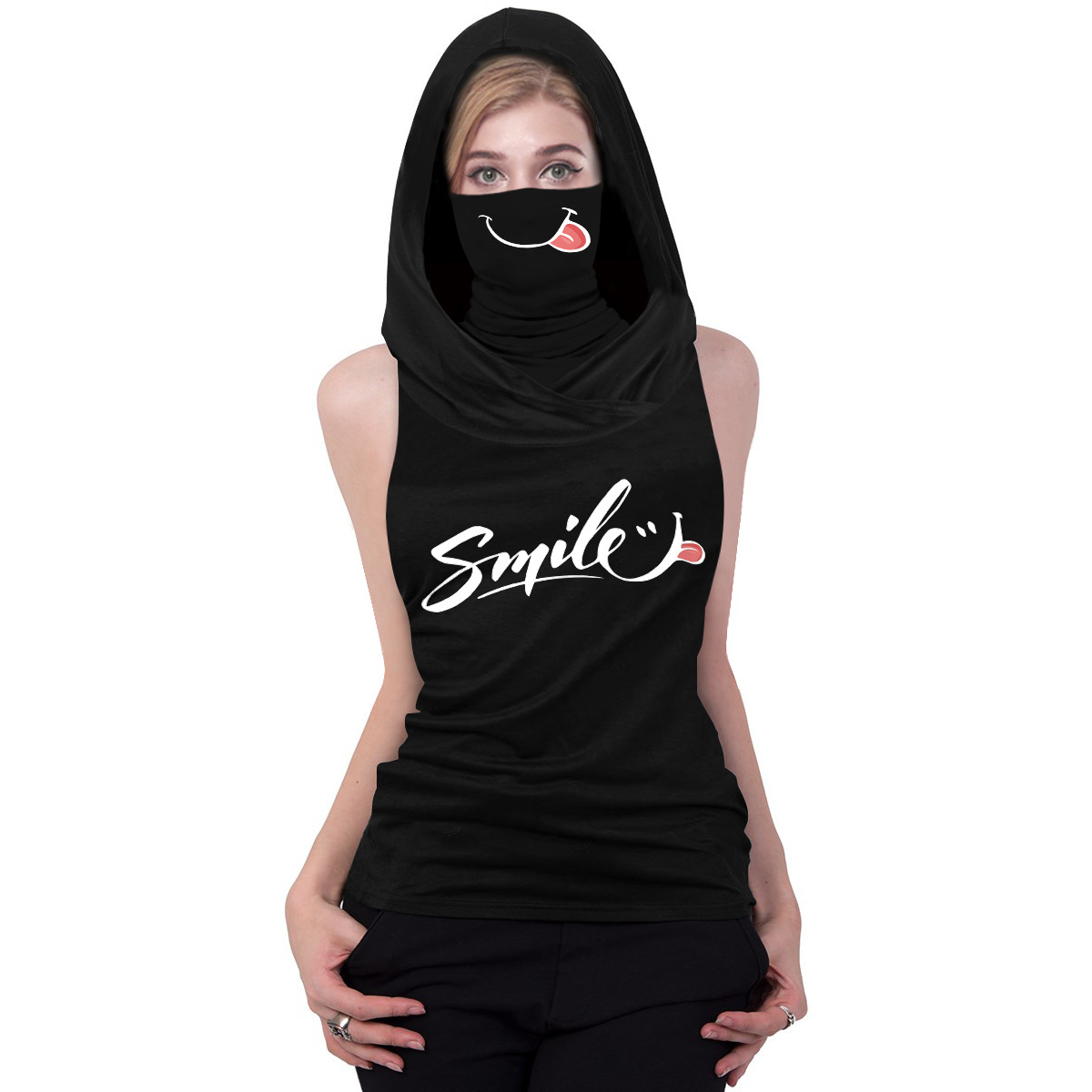 Sleeveless Top With Hood and Dust Mask